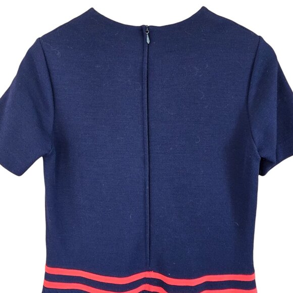 Vintage 1960s Elle Couture Ltd Navy Trevira Wool Blend Dress with Scarf - Picture 7 of 11